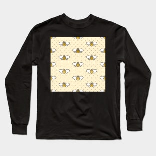 Cute Yellow Bees and Dots on Cream Long Sleeve T-Shirt